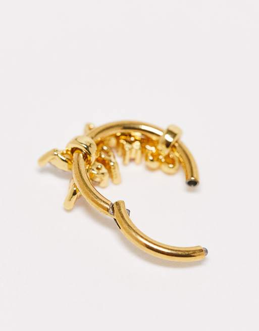 Pendiente de aro de 8 mm con diseño de mariposa y flor y cierre de clic chapado en oro de 18 quilates de With Bling, 4 de 4