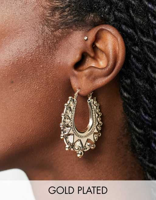 Pendiente de aro de estilo criollo chapados en oro de 18 quilates de Image Gang