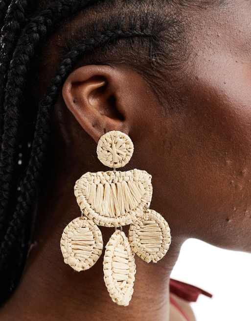 Pendientes beis de croché de Mango