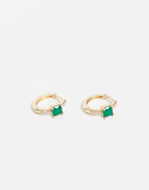 Pendientes chapados en oro de 18 quilates con circonitas verdes de Image Gang , 4 de 4