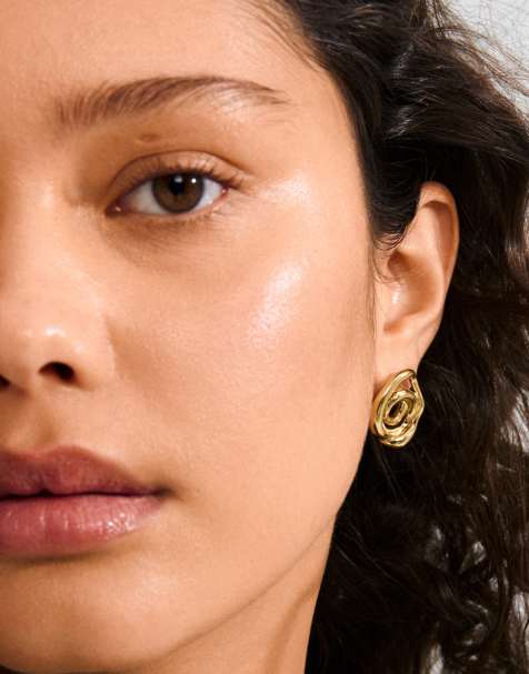 Pendientes chapados en oro Unfold de Pilgrim - view 1