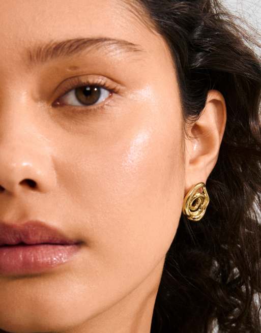 Pendientes chapados en oro Unfold de Pilgrim