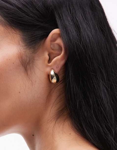 Pendientes con diseño de lágrima redondeada de latón chapado en oro de ARKET - view 1
