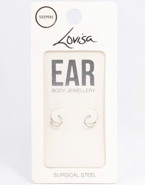 Pendientes de 6 mm plateados finos y cómodos de acero quirúrgico de Lovisa - view 1