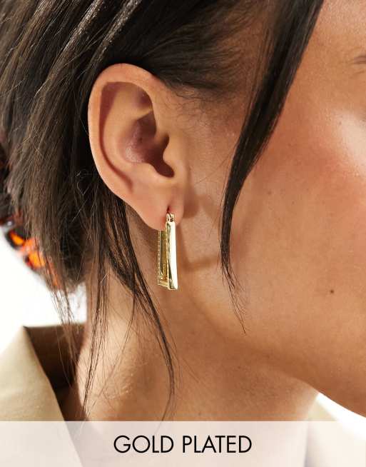 Pendientes de aro chapados en oro con adornos de circonitas de ALDO