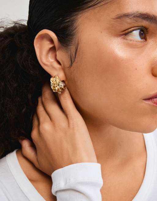 Pendientes de aro chapados en oro Eclipse de Pilgrim