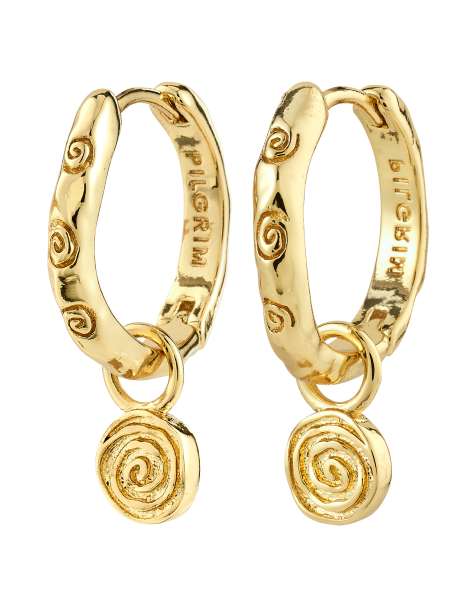 Pendientes de aro chapados en oro Fire de Pilgrim - view 1