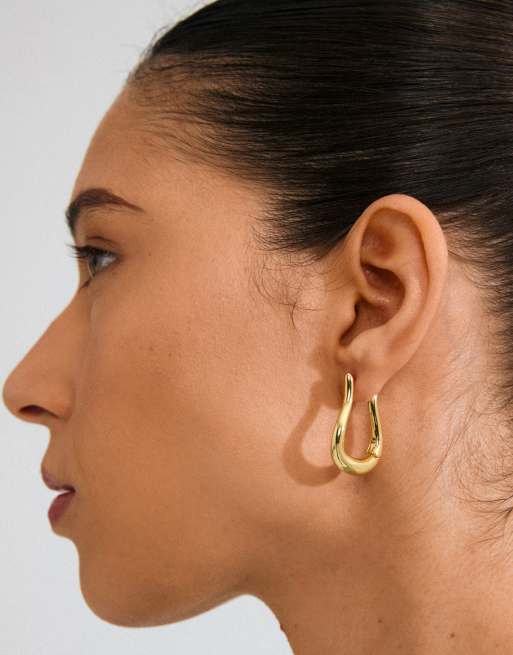 Pendientes de aro chapados en oro Unfold de Pilgrim