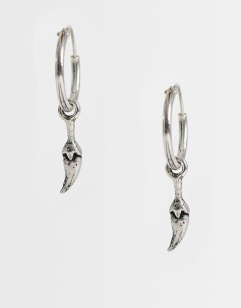Pendientes de aro con charm de chile de plata de ley de Kingsley Ryan - view 1