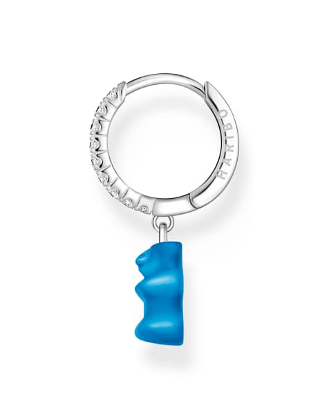 Pendientes de aro con charm de oso de plata de ley de Thomas Sabo - view 1