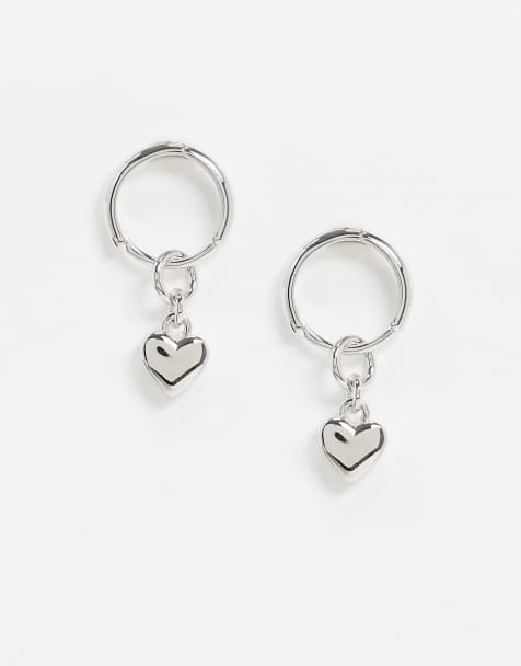 Pendientes de aro con detalle de corazón pequeño en plateado Harrie de Ted Baker