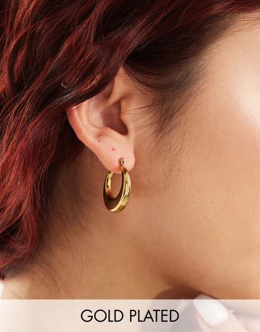 Pendientes de aro con diseño abombado de acero inoxidable chapados en oro de 18 quilates de Lost Souls