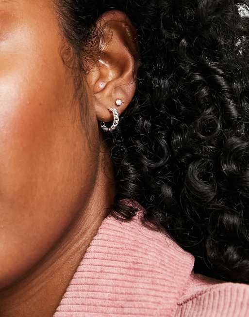 Pendientes de aro con diseño de cadena en plata de ley de ASOS DESIGN