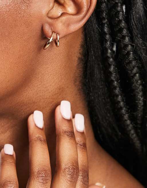 Pendientes de aro con ilusión de de ley chapada en oro de Astrid & Miyu | ASOS