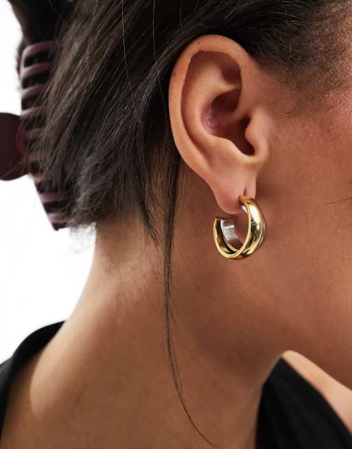 Pendientes de aro con diseño de metales variados de acero inoxidable resistente al agua de ASOS DESIGN, 4 de 4