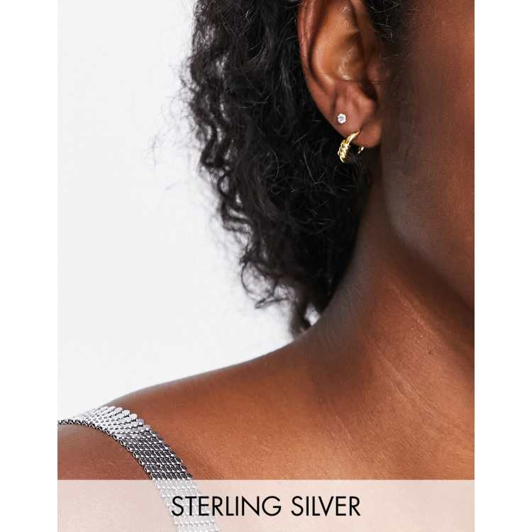 Pendientes de aro con nudo plata de ley chapada en oro de ASOS DESIGN | ASOS