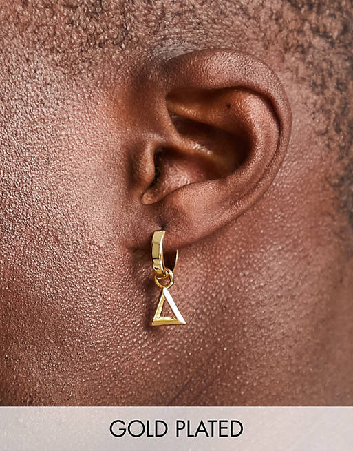 Hombre Other | Pendientes de aro con diseño geométrico triangular chapados en oro de ASOS DESIGN - MU24058