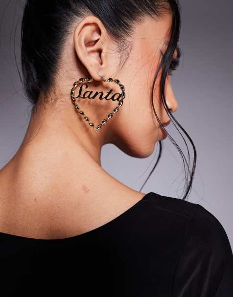 Pendientes de aro con diseño "Santa Baby" de Navidad de ASOS DESIGN - view 1