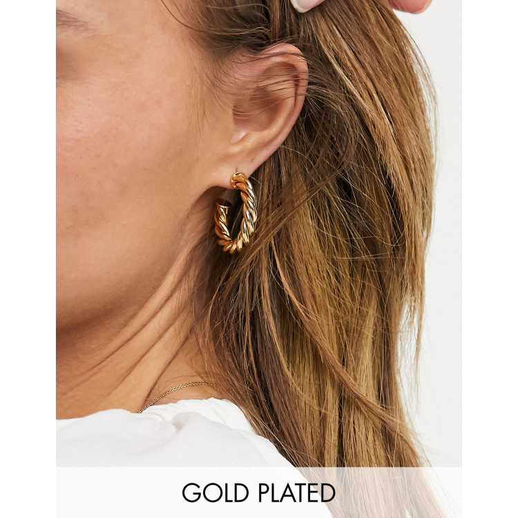 Pendientes de aro diseño trenzado chapados en oro de 14 de ASOS DESIGN |