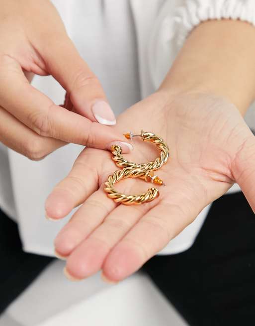 Pendientes de aro diseño trenzado chapados en oro de 14 de ASOS DESIGN |