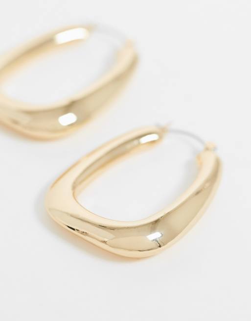 Pendientes de aro con elegante diseño cuadrado en tono dorado de ASOS DESIGN, 4 de 4
