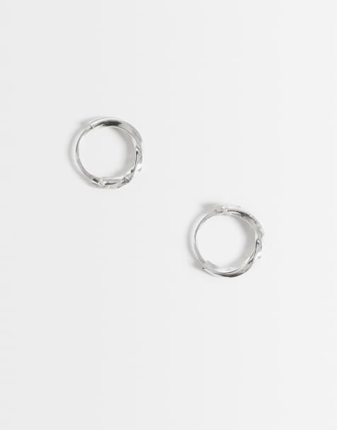 Pendientes de aro de 10 mm con diseño retorcido de plata de ley de Kingsley Ryan - view 1