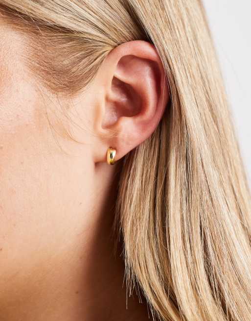 Pendientes de aro de 10 mm gruesos dorados redondeados de Kingsley Ryan