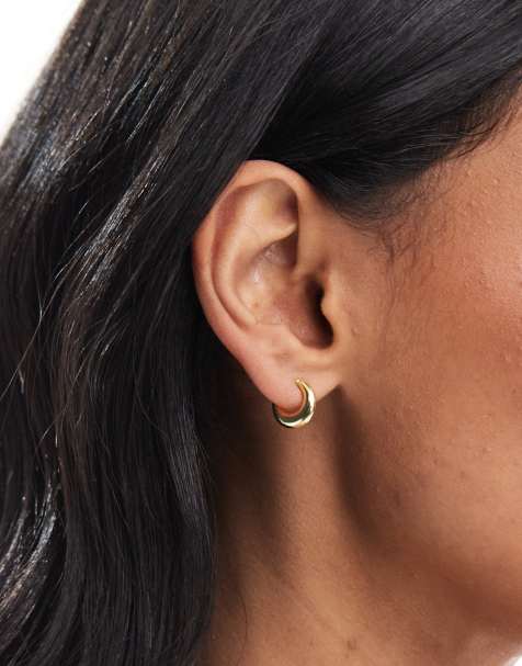 Pendientes de aro de 10 mm redondeados chapados en oro de Kingsley Ryan - view 1