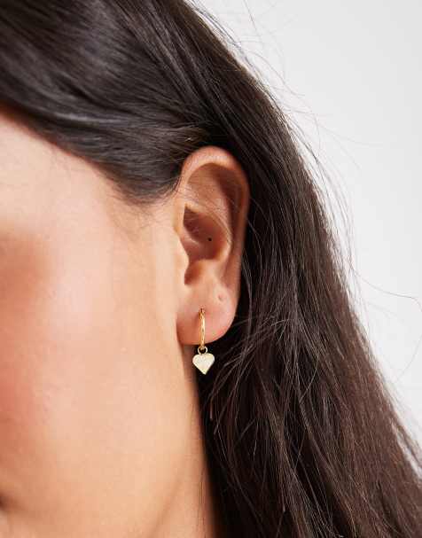 Pendientes de aro de 12 mm con charm en forma de corazón de Kingsley Ryan - view 1