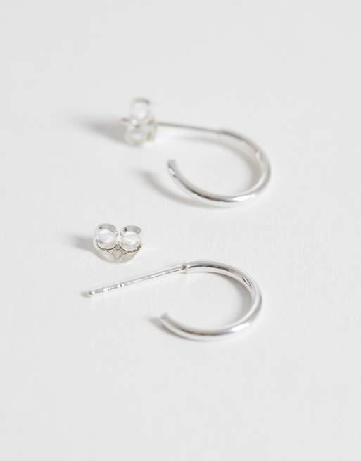 Pendientes de aro de 12 mm con diseño abierto de plata de ley de Kingsley Ryan, 4 de 4