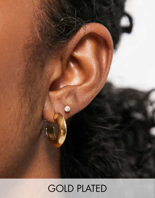 Pendientes de aro de 12 mm con diseño en punta chapados en oro de 14 quilates de ASOS DESIGN