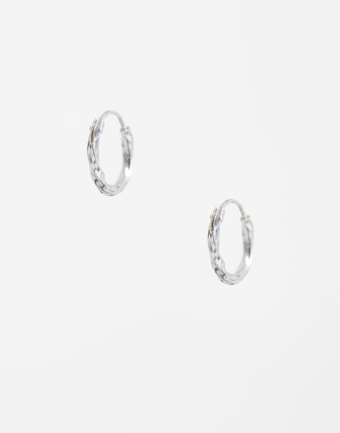 Pendientes de aro de 12 mm con diseño retorcido de plata de ley de Kingsley Ryan - view 1