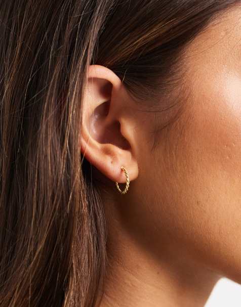 Pendientes de aro de 12 mm retorcidos chapados en oro Ryan de Kingsley - view 1