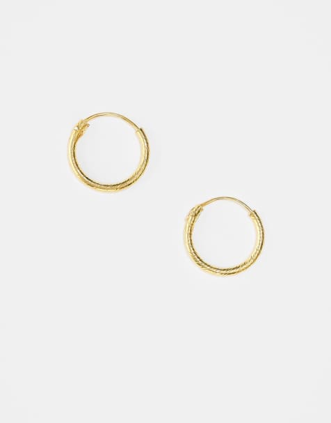Pendientes de aro de 12 mm texturizados chapados en oro de Kingsley Ryan - view 1