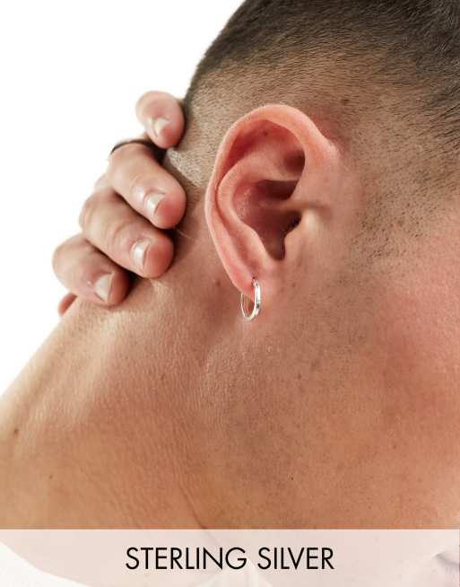 Pendientes de aro de 14 mm cuadrados de plata de ley de Kingsley Ryan