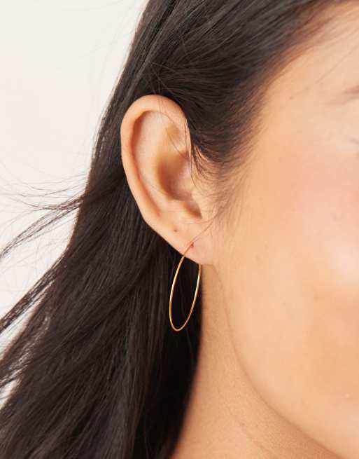 Pendientes de aro de 18 mm finos de acero inoxidable chapados en oro de 18 quilates de Lost Souls