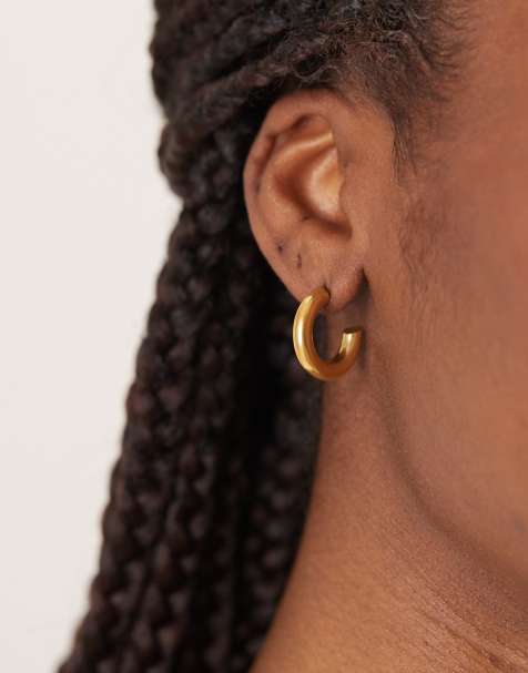 Pendientes de aro de 18 mm tubulares de acero inoxidable chapados en oro de 18 quilates de Lost Souls - view 1