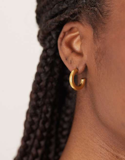 Pendientes de aro de 18 mm tubulares de acero inoxidable chapados en oro de 18 quilates de Lost Souls