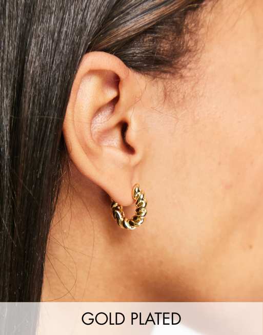 Pendientes de aro de 20 mm con pasador chapados en oro de 14 quilates de ASOS DESIGN