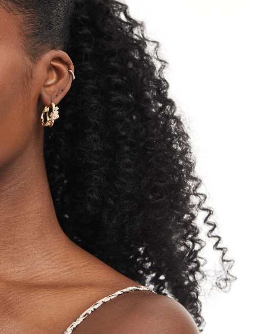 Pendientes de aro de 20 mm dorados con diseño anudado con cristales de ASOS DESIGN