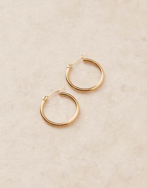 Pendientes de aro de 25 mm de acero inoxidable chapado en oro de 18 quilates de Lost Souls, 2 de 3
