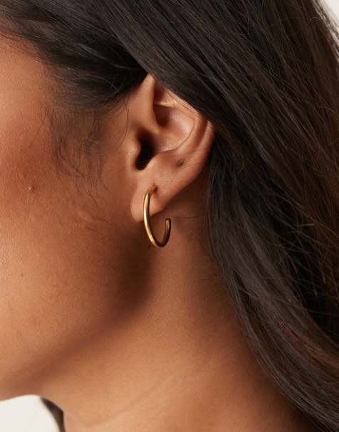 Pendientes de aro de 25 mm de acero inoxidable chapados en oro de 18 quilates de Lost Souls - view 1