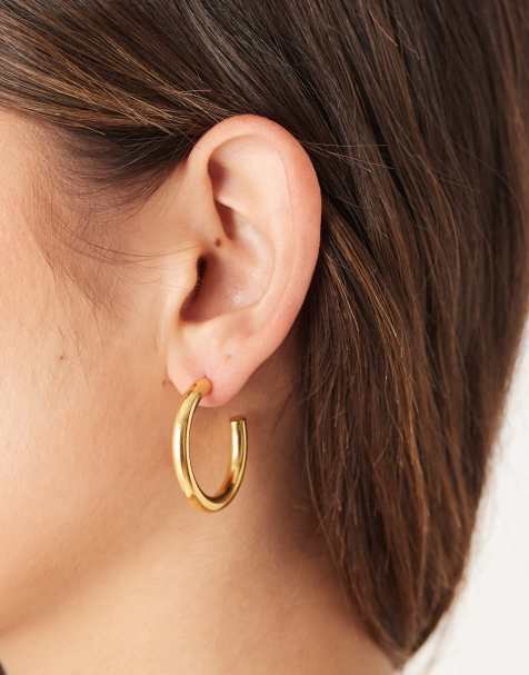 Pendientes de aro de 30 mm de acero inoxidable chapado en oro de 18 quilates de Lost Souls - view 1