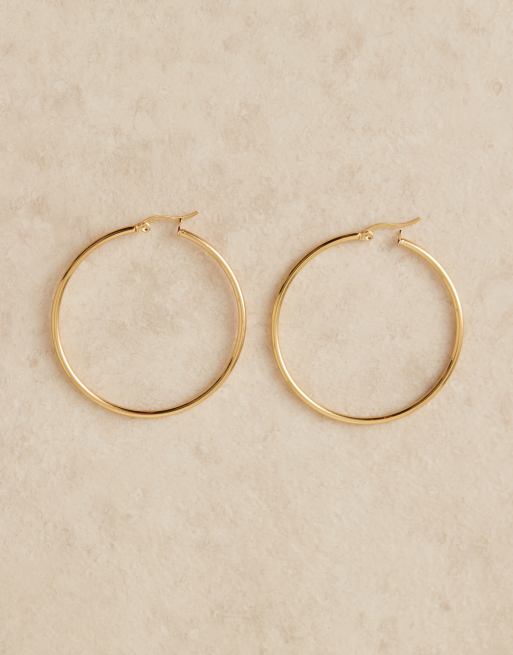 Pendientes de aro de 50 mm chapados en oro de 18 quilates de Lost Souls, 2 de 3