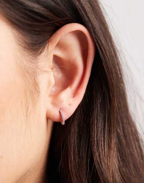 Pendientes de aro de 8 mm plateados con cristales rosas de Kingsley Ryan - view 1