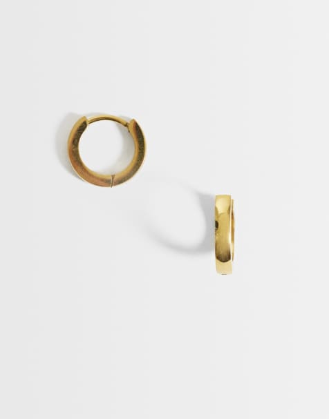 Pendientes de aro de 9 mm pequeños dorados de acero inoxidable resistente al agua de ASOS DESIGN - view 1