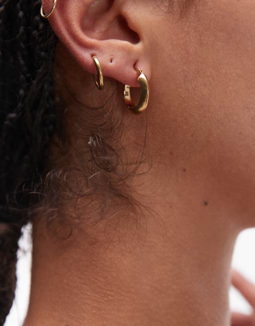 Pendientes de aro de estilo criollo con diseño biselado chapados en oro de vermeil de 18 quilates de Seol + Gold 
