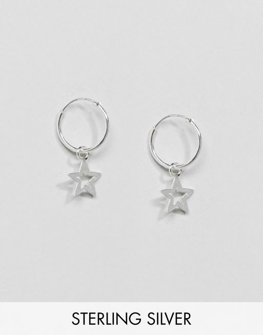 Pendientes de aro de plata de ley con colgante de estrella de Kingsley