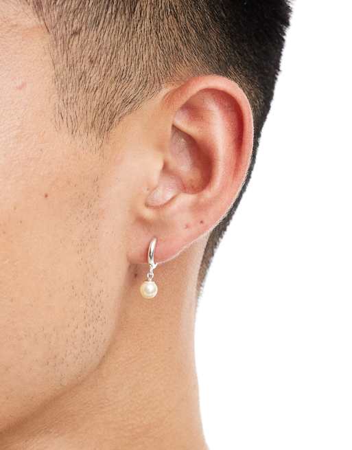 Pendientes de aro de plata de ley con perlas sintéticas de ASOS DESIGN, 4 de 4
