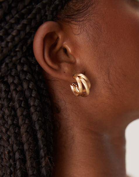 Pendientes de aro de tonos dorados variados con diseño triple de ASOS DESIGN - view 1